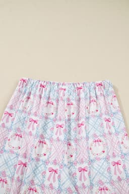 image-Pink Bow Wreath Christmas Pajama Set - Long Sleeve 2pc