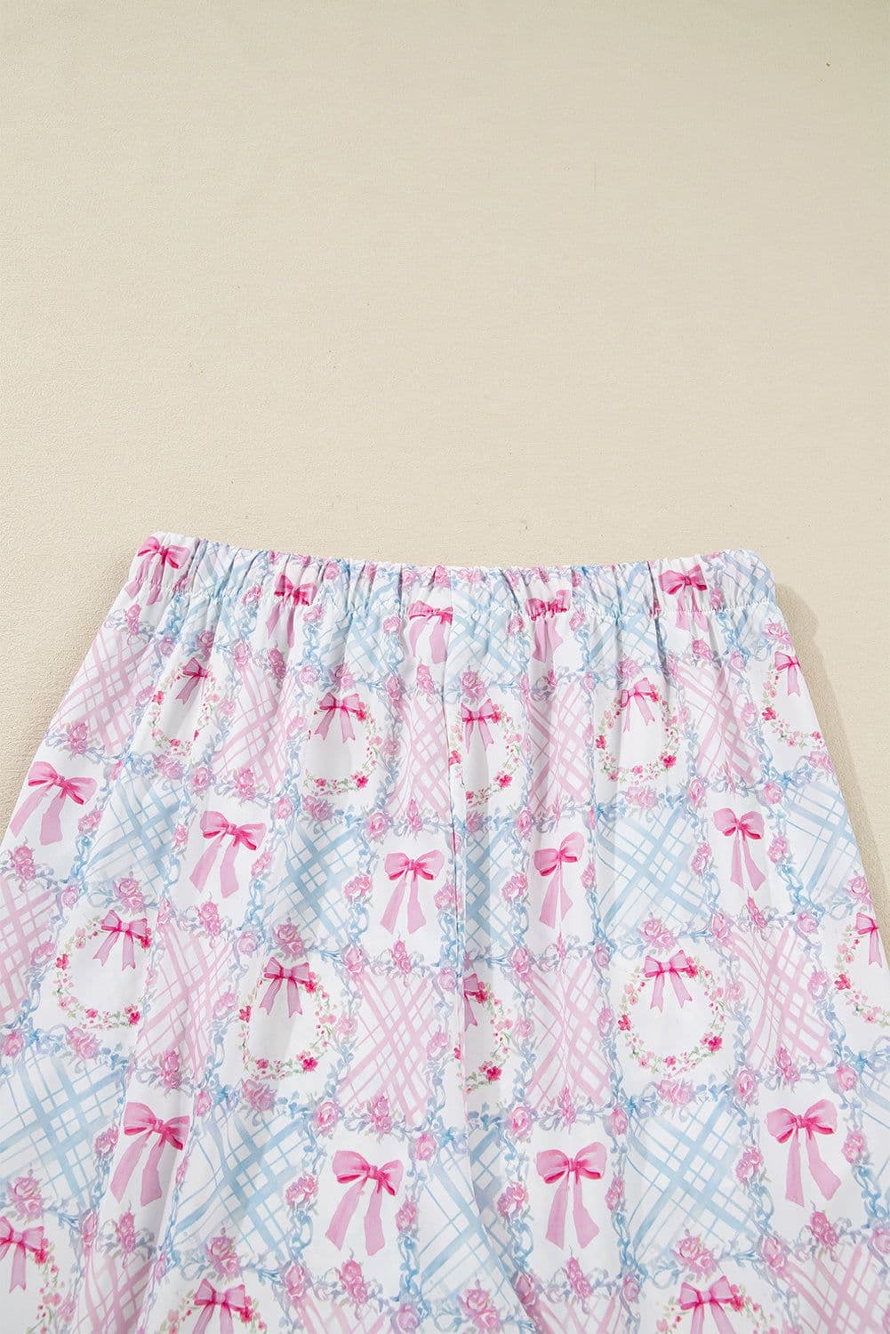 image-Pink Bow Wreath Christmas Pajama Set - Long Sleeve 2pc