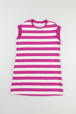 image-Rose Stripe Cap Sleeve Pocketed Shift T-shirt Dress