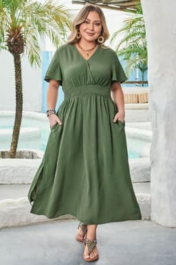 image-Four Leaf Clover Surplice Maxi Dress - Plus Size