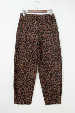 image-Brown Leopard Print Barrel Jeans - High Rise