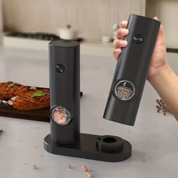 image-Electric Pepper Grinder Set - 2pcs Household Sea Salt Ginders