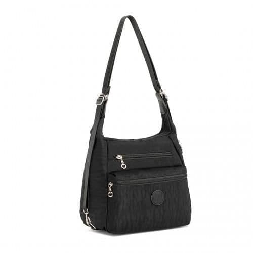 image-EH2063 - Kono Three Way Multipurpose Casual Shoulder Bag With Double Zippers - Black
