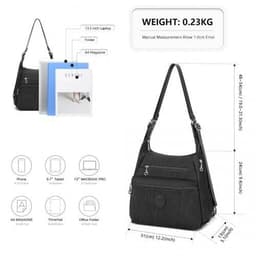 image-EH2063 - Kono Three Way Multipurpose Casual Shoulder Bag With Double Zippers - Black