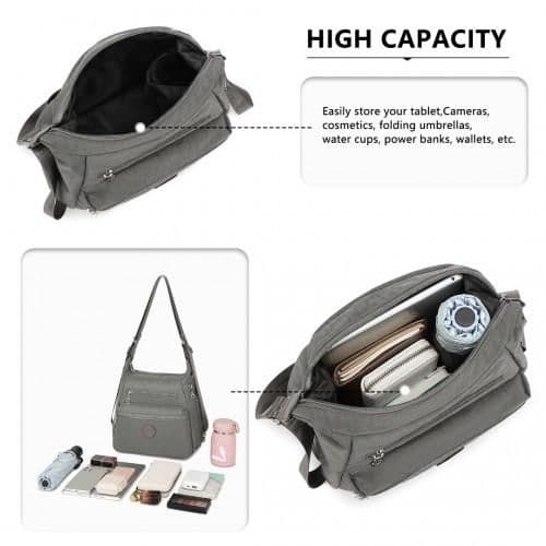 image-EH2063 - Kono Three Way Multipurpose Casual Shoulder Bag With Double Zippers - Grey