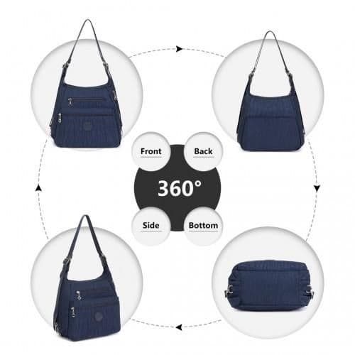 image-EH2063 - Kono Three Way Multipurpose Casual Shoulder Bag With Double Zippers - Navy