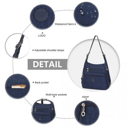 image-EH2063 - Kono Three Way Multipurpose Casual Shoulder Bag With Double Zippers - Navy