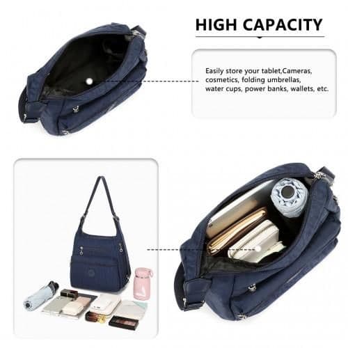 image-EH2063 - Kono Three Way Multipurpose Casual Shoulder Bag With Double Zippers - Navy