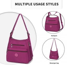 image-EH2063 - Kono Three Way Multipurpose Casual Shoulder Bag With Double Zippers - Purple