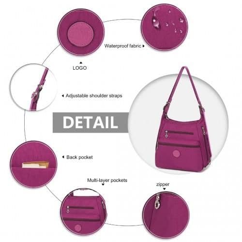 image-EH2063 - Kono Three Way Multipurpose Casual Shoulder Bag With Double Zippers - Purple