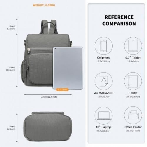 image-EH2107 - Kono Multi Way Anti-theft Waterproof Backpack Shoulder Bag - Grey
