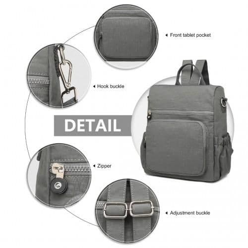 image-EH2107 - Kono Multi Way Anti-theft Waterproof Backpack Shoulder Bag - Grey