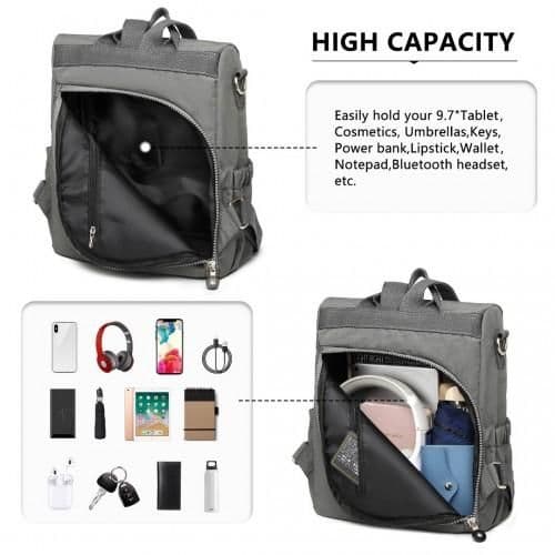 image-EH2107 - Kono Multi Way Anti-theft Waterproof Backpack Shoulder Bag - Grey