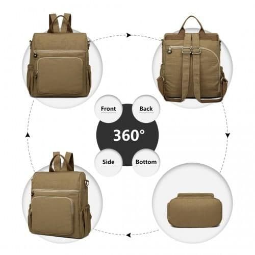 image-EH2107 - Kono Multi Way Anti-theft Waterproof Backpack Shoulder Bag - Khaki