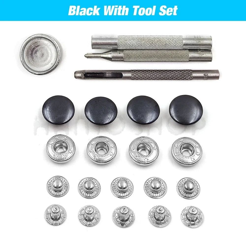 image-50set Snap Fasteners Metal Snaps Press Button Studs Optional Installation Tools Kit For Leathercraft Clothes Garment Bags Shoes