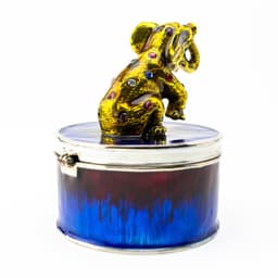 image-Gold Elephant on Blue Trinket Box