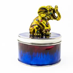 image-Gold Elephant on Blue Trinket Box