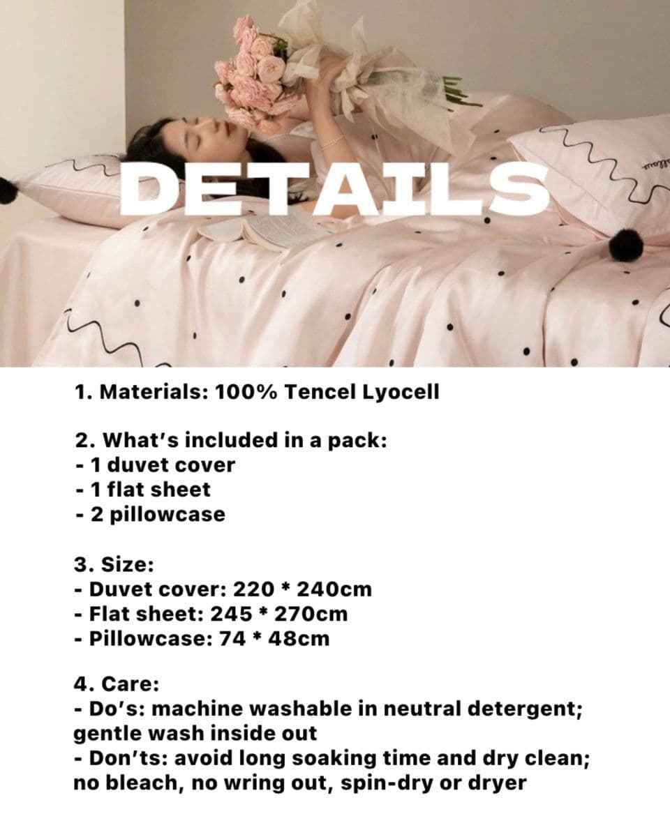 image-Elegant Retro Polka Dot Silky Tencel Lyocell Queen Size Duvet Cover