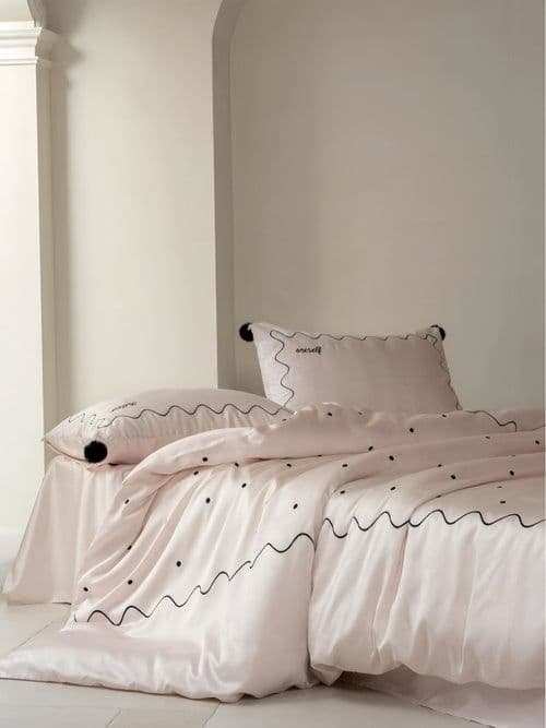 image-Elegant Retro Polka Dot Silky Tencel Lyocell Queen Size Duvet Cover