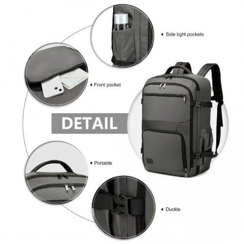 image-EM2207 - Kono Multifunctional Portable Travel Backpack Cabin Luggage Bag - Grey