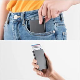 image-Rfid Smart Wallet Card Holder Metal Thin Slim Men Women Wallets Pop Up Minimalist Wallet Small Black Purse Vallet Walets for Men