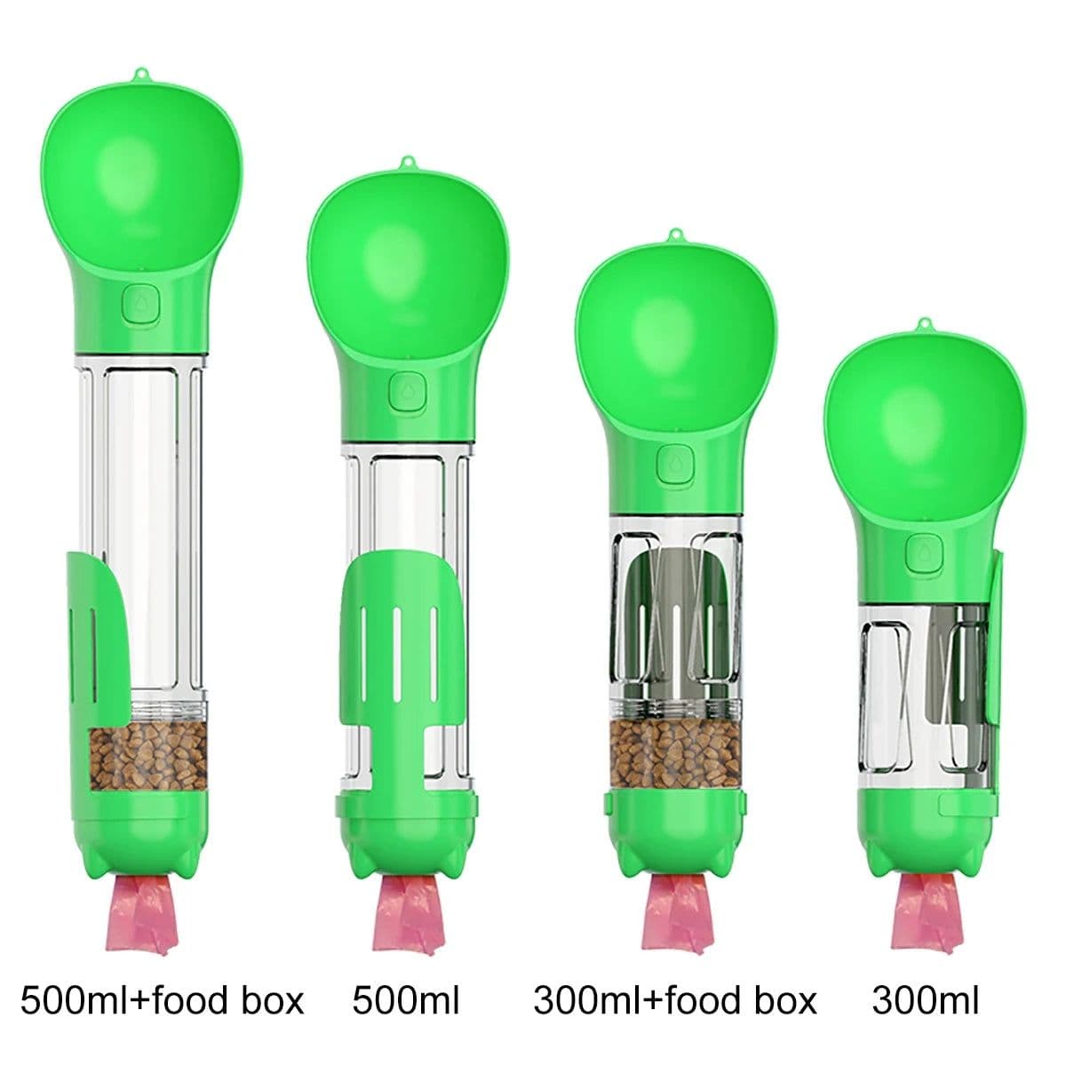 image-KOMMILIFE Portable Cat Dog Water Bottle Food Feeder Drinker Poop Dispenser 3 In 1 Leak-proof Multifunctional Dog Waterer Bottle