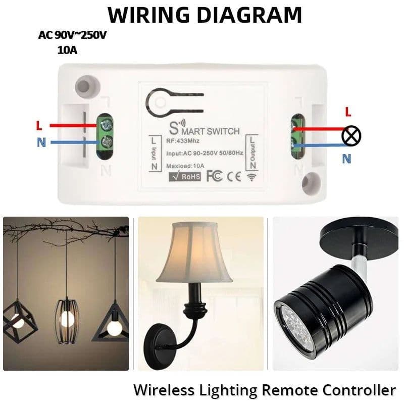 image-Diese 433Mhz wireless Wall Switch rf 86 wall panel transmitter Safety Switch and AC 110V 220V relay interruptor for Light Lamp