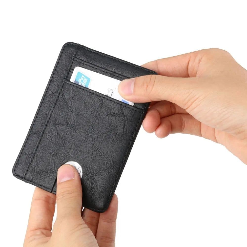 image-THINKTHENDO Slim RFID Blocking Leather Wallet Credit ID Card Holder Purse Money Case for Men Women 2020 Fashion Bag 11.5x8x0.5cm