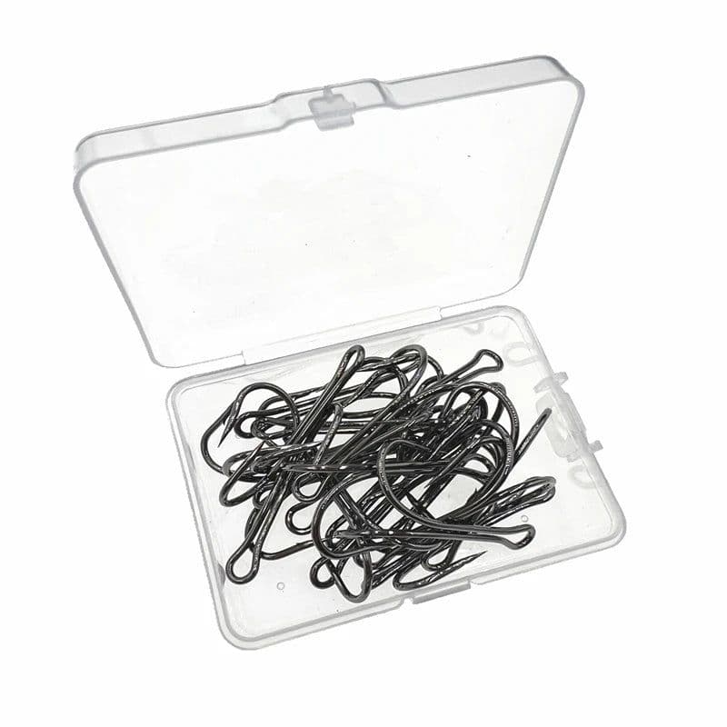 image-10pcs/box Double Fishing Hook Carbon Steel Crank Barbed Jig Hook for Carp Fishing Fly Tying Soft Lure Fish Accessories