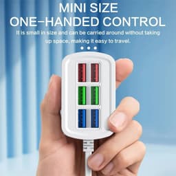 image-Fast USB Charger 6 in 1 Power Strip Desktop Charging Station Fast Charging 1m Cord USB HUB Adapter Socket for iPhone 16 Home