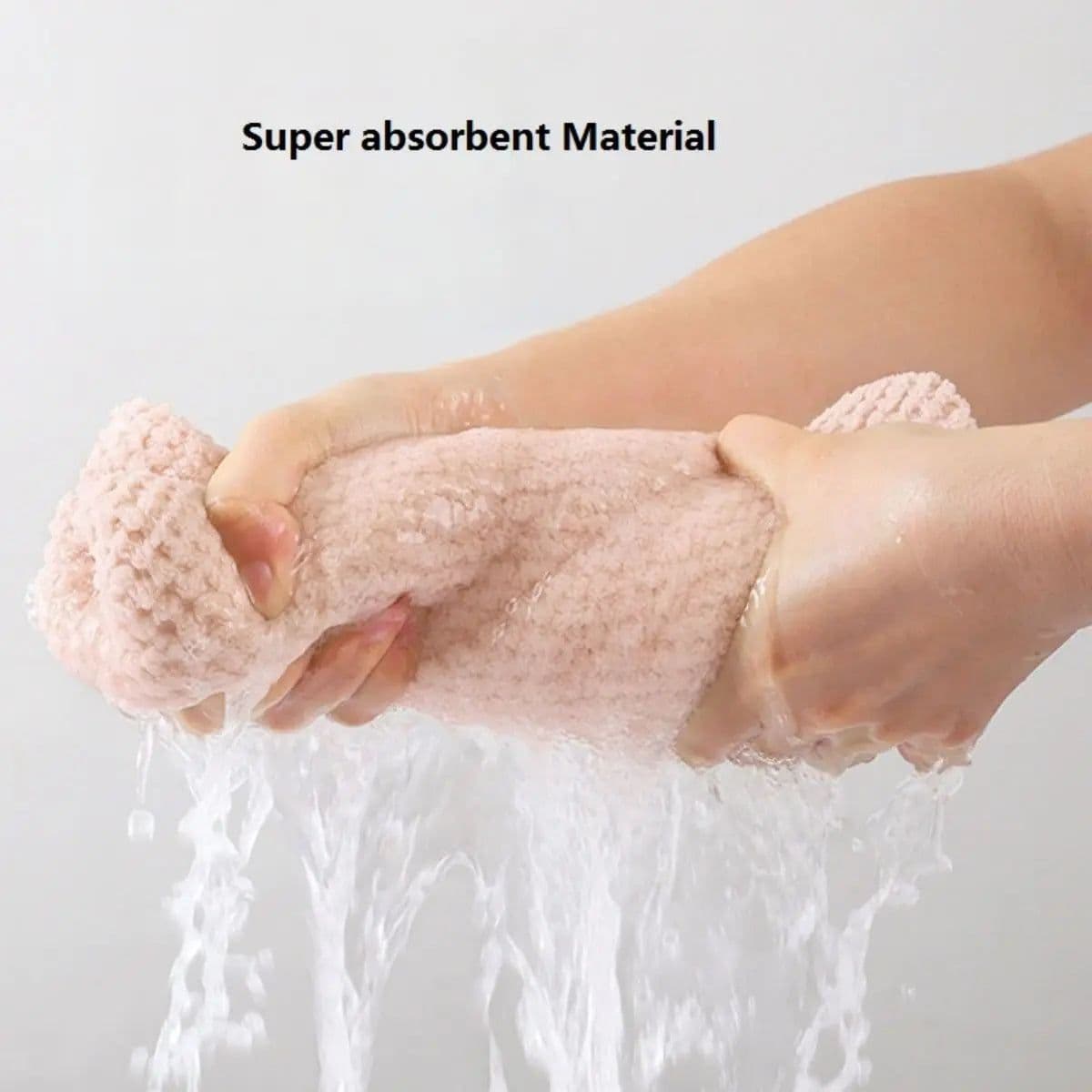 image-Solid color hair towel Textured dry hair cap 9.8 "X 25.5" absorbent hair towel wrap for button-down women