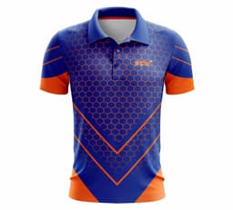 image-Men Printed Polo Neck Poly Cotton Dark Blue T-Shirt Navi Blue