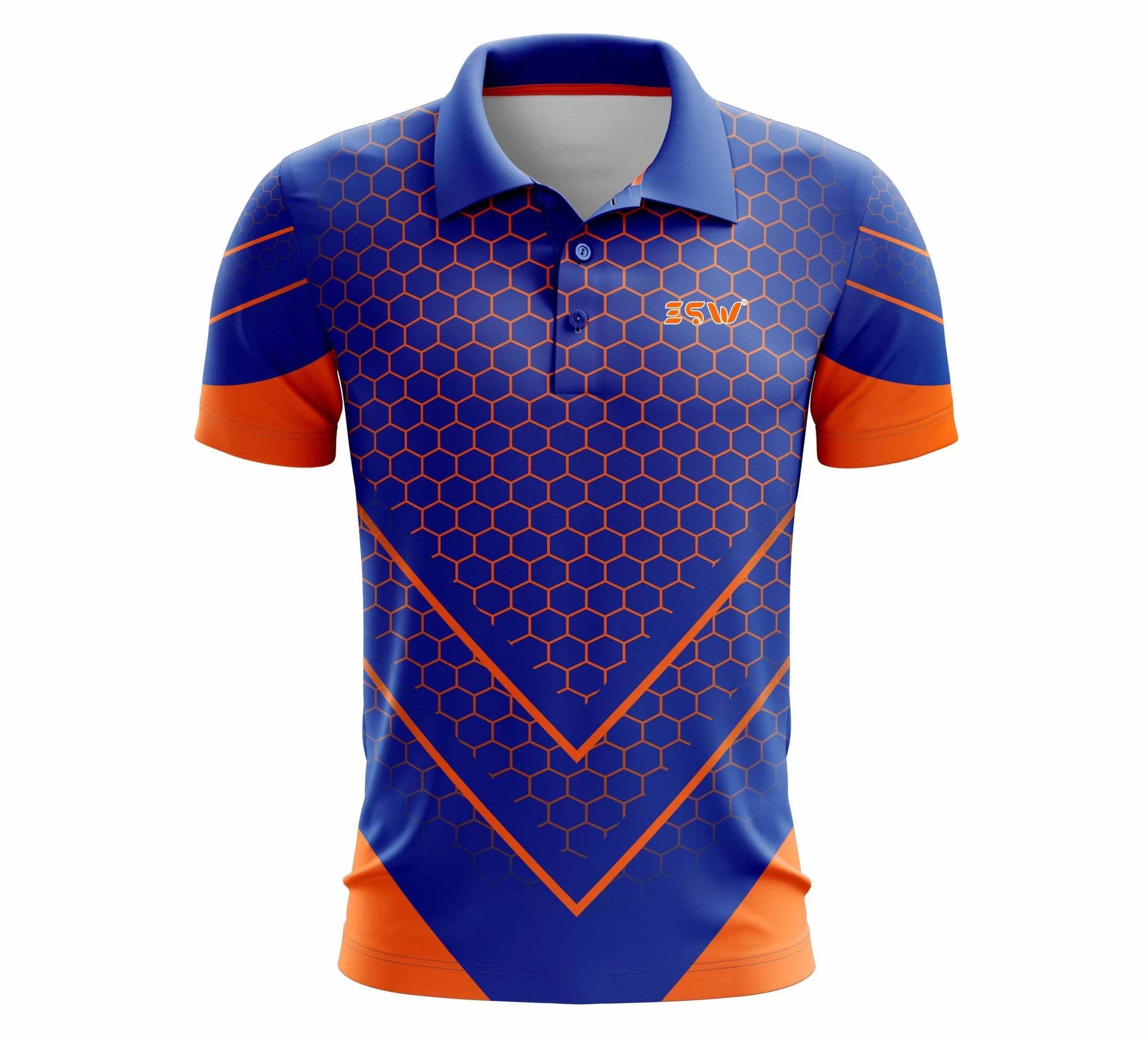 image-Men Printed Polo Neck Poly Cotton Dark Blue T-Shirt Navi Blue
