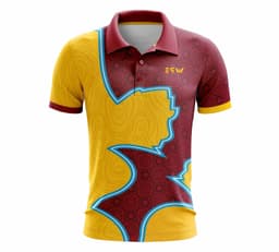 image-Men's Polo Neck Cricket T-Shirt For Men Color of Brown And Yellow