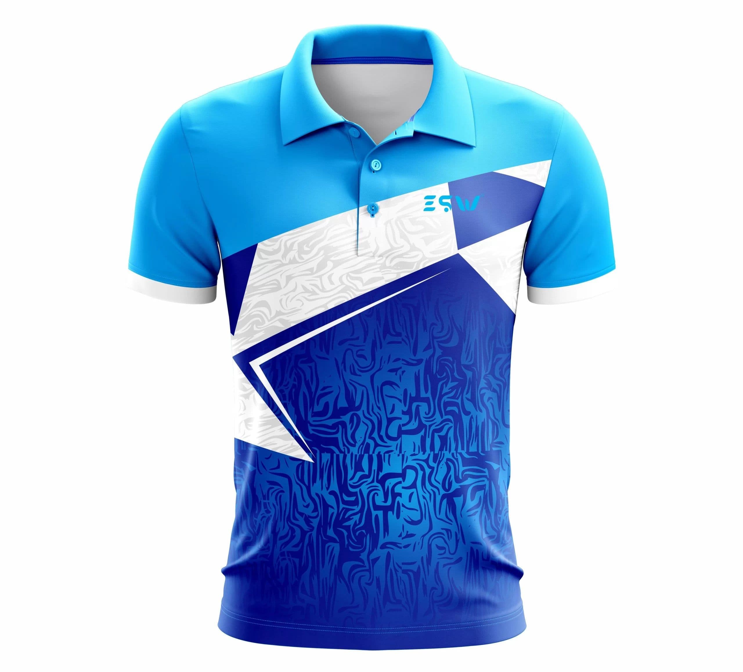 image-Men's Dryfit Half Sleeve Blue Printed Sports Jersey for Cricket Team