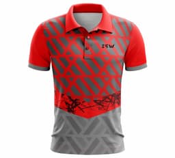 image-Men's T-shirt Graphic Print Polo Neck Polyester Grey and Red Color