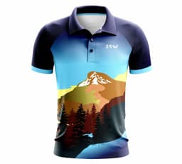 image-Men's Printed Polyester Athletic Fit Short Sleeve Spread Collar Neck