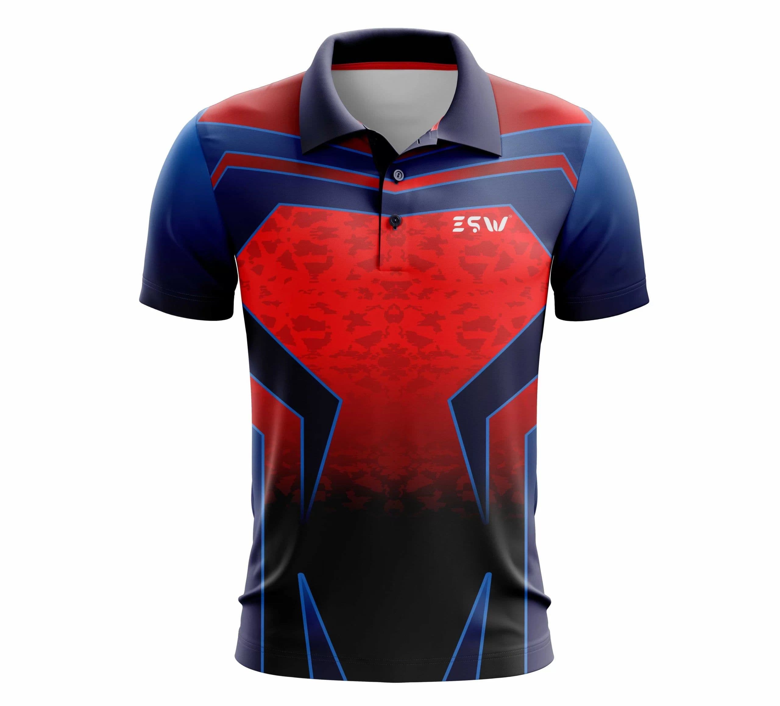 image-Men's Cricket Sports Jersey/T-shirt Color Orange and Blue