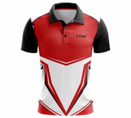 image-Men's Polo Neck Printed Polyester T-Shirt Red and White Color