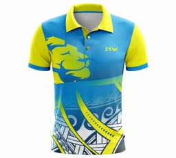 image-Men's Sport's Jersey Half Sleeve T-shirt color sky blue, yellow