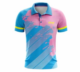 image-Men's Cricket t-Shirt Sports Volleyball t Shirt Color sky Blue & Pink