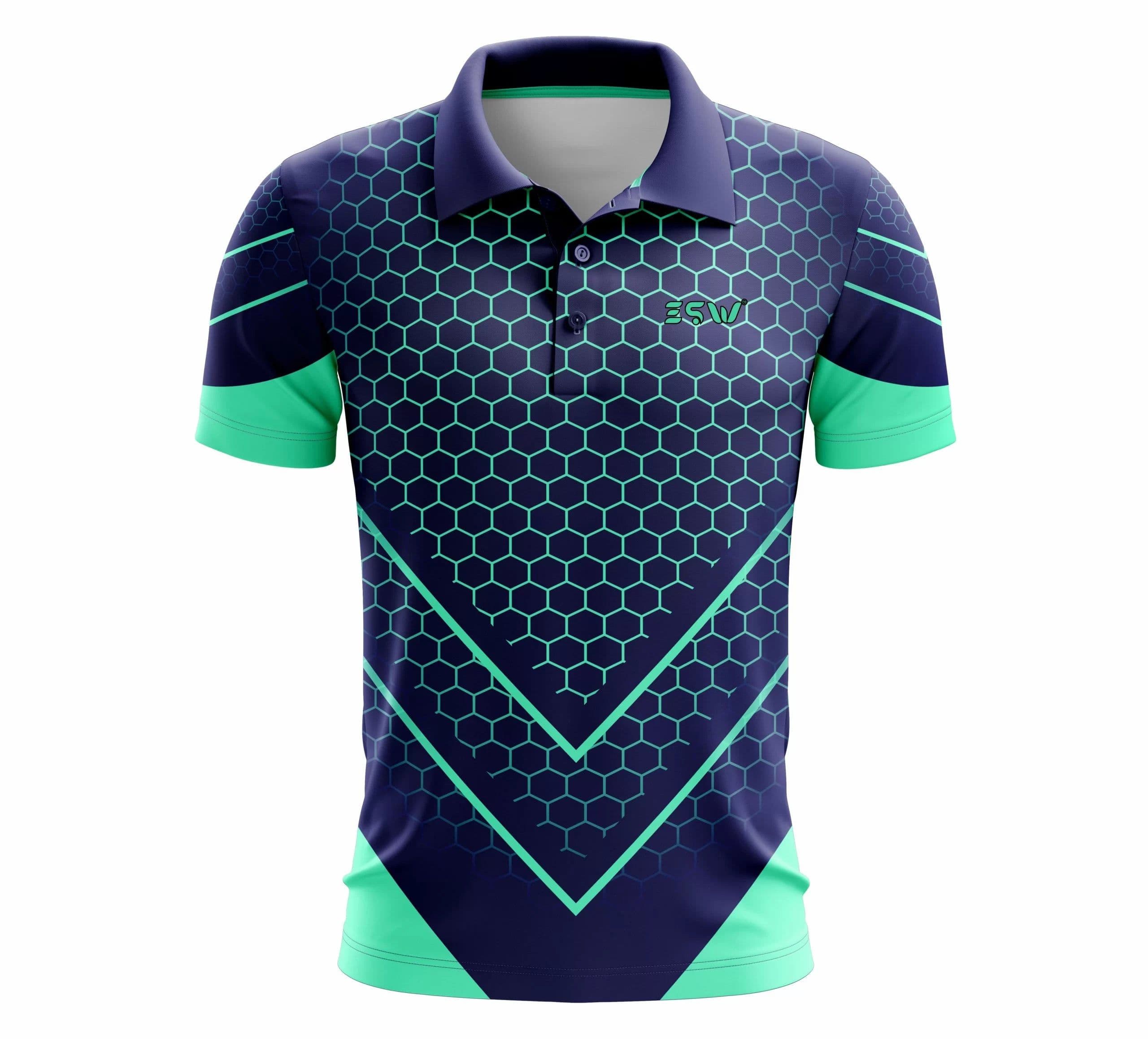 image-Cricket Sportswear Collared Neck T Shirt Color of navi Blue