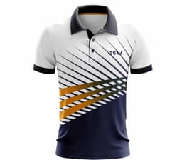 image-Men Printed Polo Neck Polyester Navi Blue, white color T-Shirt