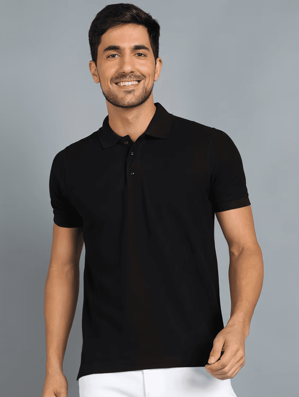image-Men's Polyster Half Sleeve Sport Tshirt (Size-L) (Color-BLACK )