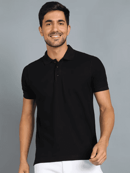image-Men's Polyster Half Sleeve Sport Tshirt (Size-L) (Color-BLACK )