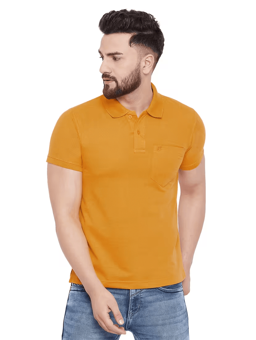 image-Men's Polyster Half Sleeve Sport Tshirt (Size-S) (Color-MUSTARD)