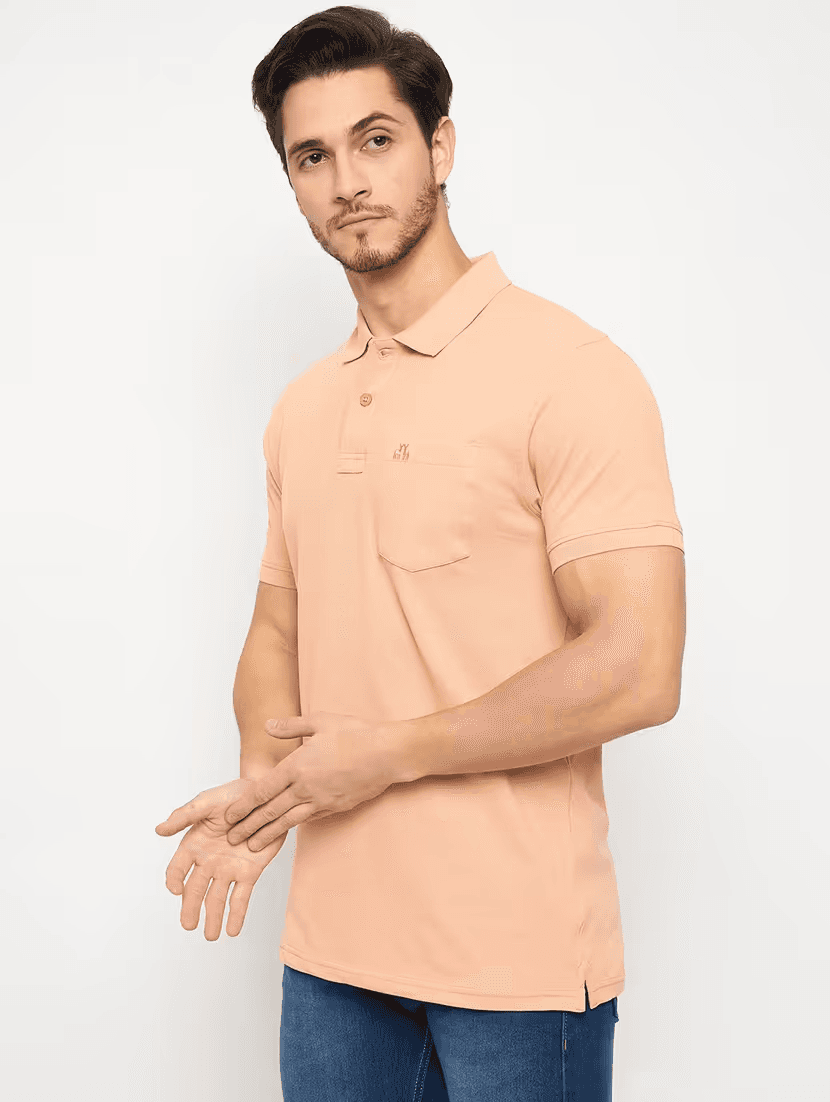 image-Men's Polyster Solid Half Sleeve Sport Tshirt (Size-M) (Color-ORANGE)