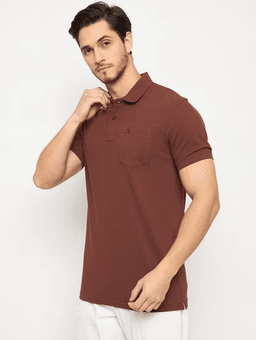 image-Men's Polyster Half Sleeve Sport Tshirt (Size-S) (Color-BROWN)