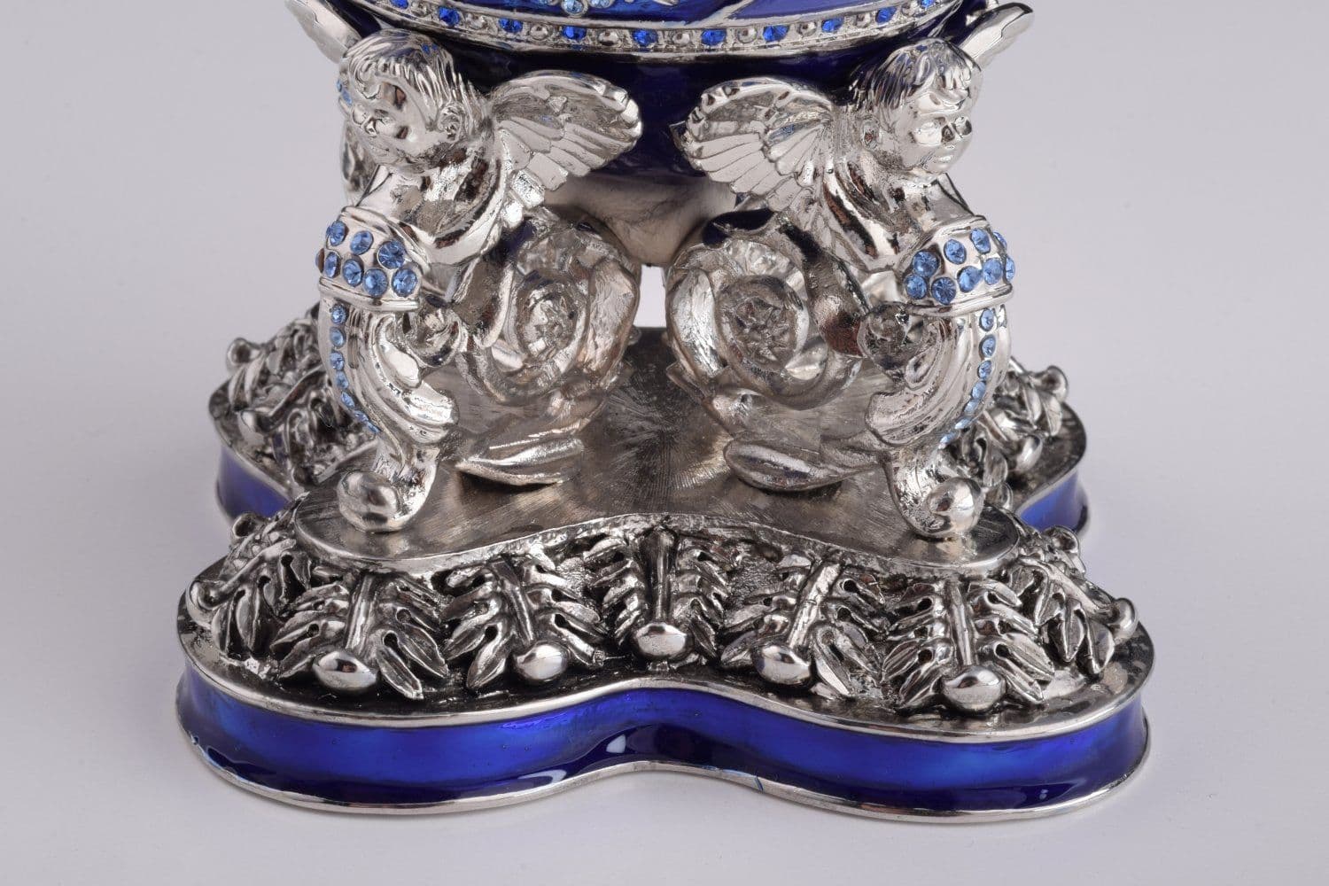 image-Blue Russian Egg with Man Riding Horse Surprise Inside