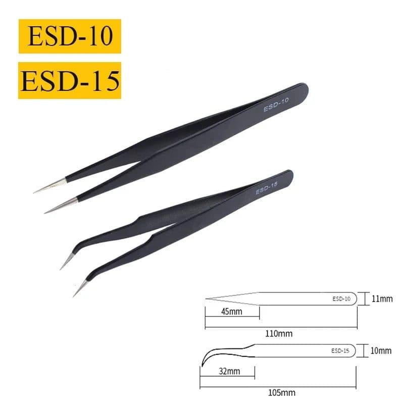image-2/6pcs Precision Tweezers Set ESD Anti-Static Stainless Steel Tweezers Repair Tools for Electronics Repair Soldering Craft Tools